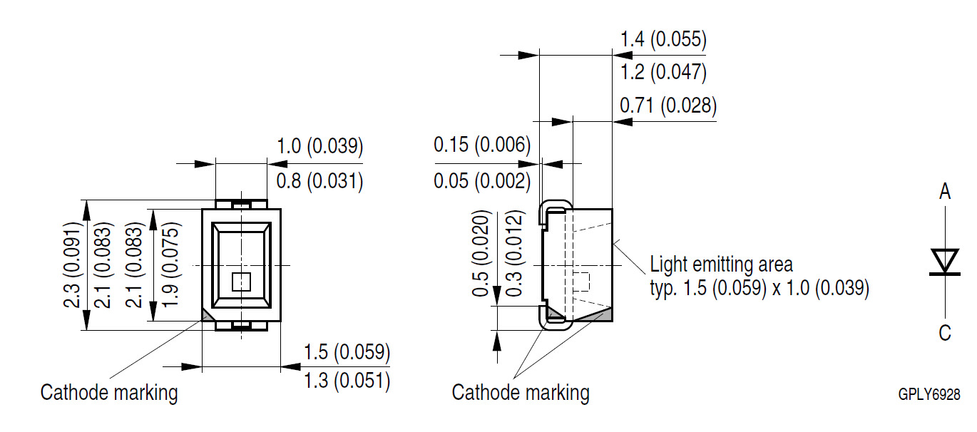 LBM676 蓝光470nm OSRAM 欧司朗0805陶瓷灯 汽车仪表盘LED背光源示例图1