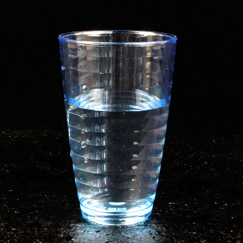 工厂直销360ml塑料水杯螺纹杯AS透明塑料果汁饮料杯创意广告杯示例图12