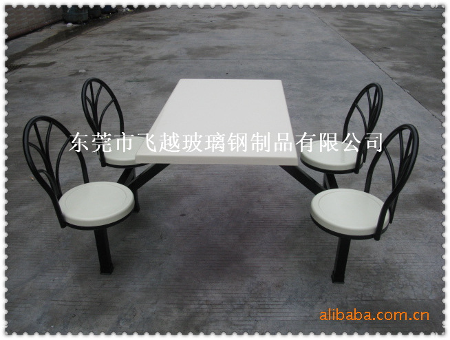 深圳玻璃钢八人位食堂餐桌椅组合工厂公司学校学生圆形凳面机压示例图30