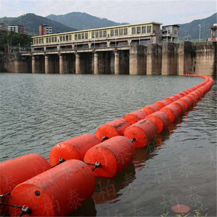 江口水电站拦污漂装置 浮筒式拦污排经典案例图片