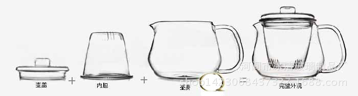 批发供应耐高温玻璃如意壶企鹅壶、高硼硅玻璃泡茶壶企鹅茶壶示例图4