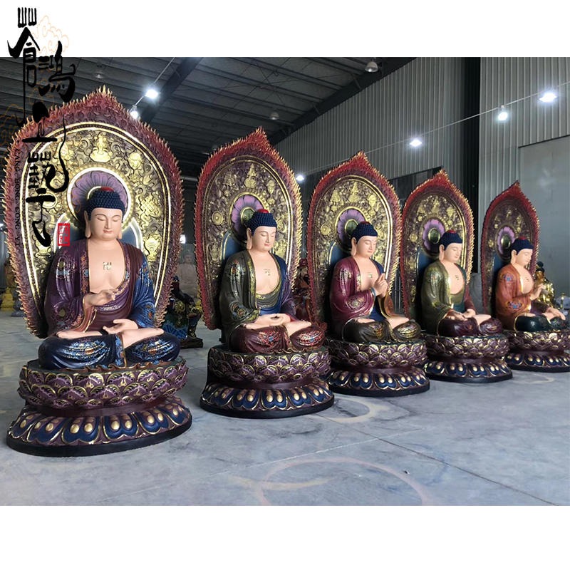 寺庙生漆脱胎佛像 坐像五方佛 玻璃钢塑钢五方佛定制 五方佛铜像定做厂家图片