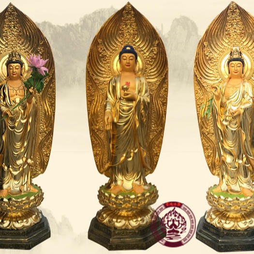 苍南塑钢佛像厂家生产西方三圣佛像 阿弥陀佛 大势至菩萨 观世音菩萨 西方三圣雕塑佛像