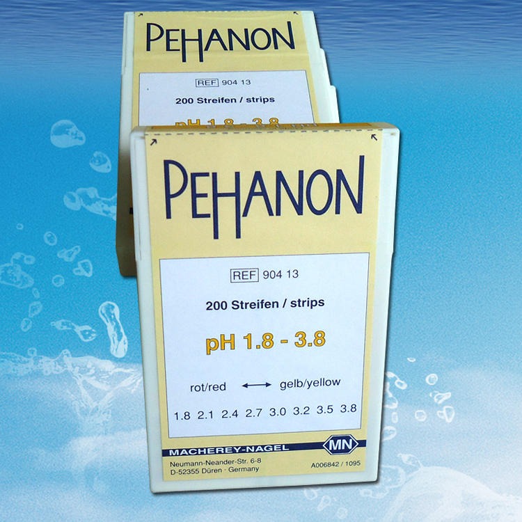 德国MN PEHANON 90413有色液体pH酸碱度检测试纸1.8-3.8ph测试条图片