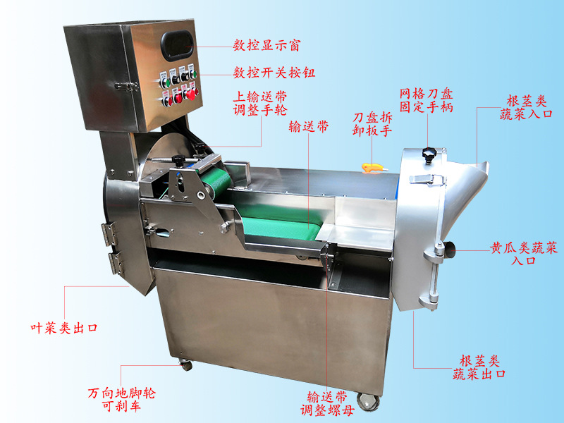 蔬菜水果加工设备 多功能切菜机 双头工作效率高不锈钢机身易清洗示例图4