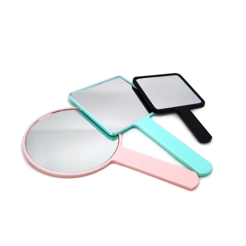 女性礼品手持美妆镜圆形方形塑胶手柄镜子工厂定制塑料化妆镜便携美容梳妆镜ABS单面镜