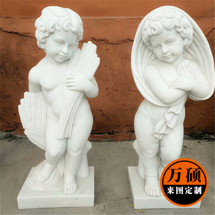 西方天使雕像 小孩 西方女神石雕 定做石头人像雕塑示例图6