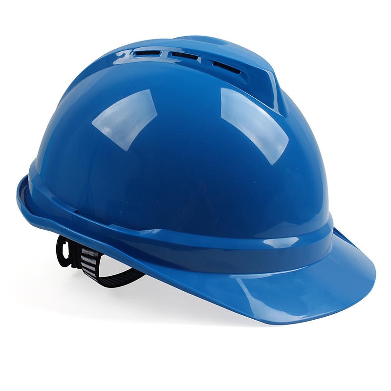 梅思安10167226-L V-Gard500豪华型蓝色ABS安全帽带透气孔帽壳超爱戴帽衬PVC吸汗带D型下颌带印字