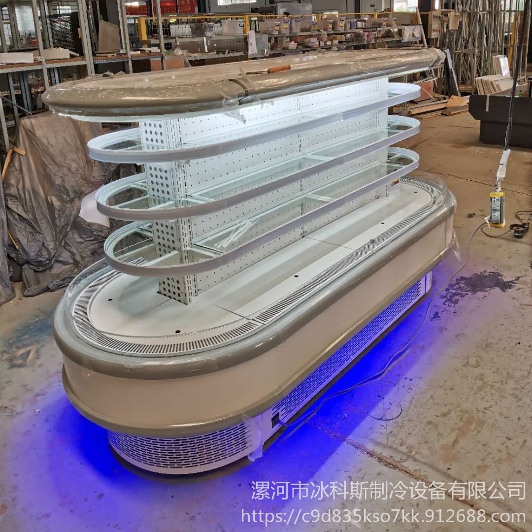 冰科斯-WLX-HD-07重庆环岛柜定做  卧式冷柜  四面风幕柜  重庆超市环岛柜价格 生鲜超市冷柜
