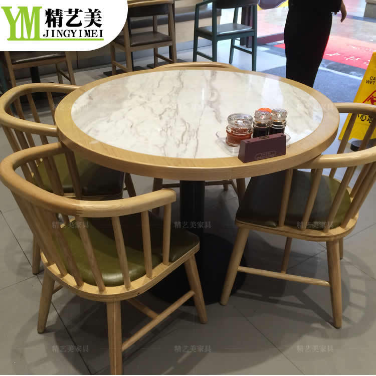 JYM休闲港式茶餐厅家具桌椅西餐奶茶店休闲餐厅实木桌椅可定制示例图5
