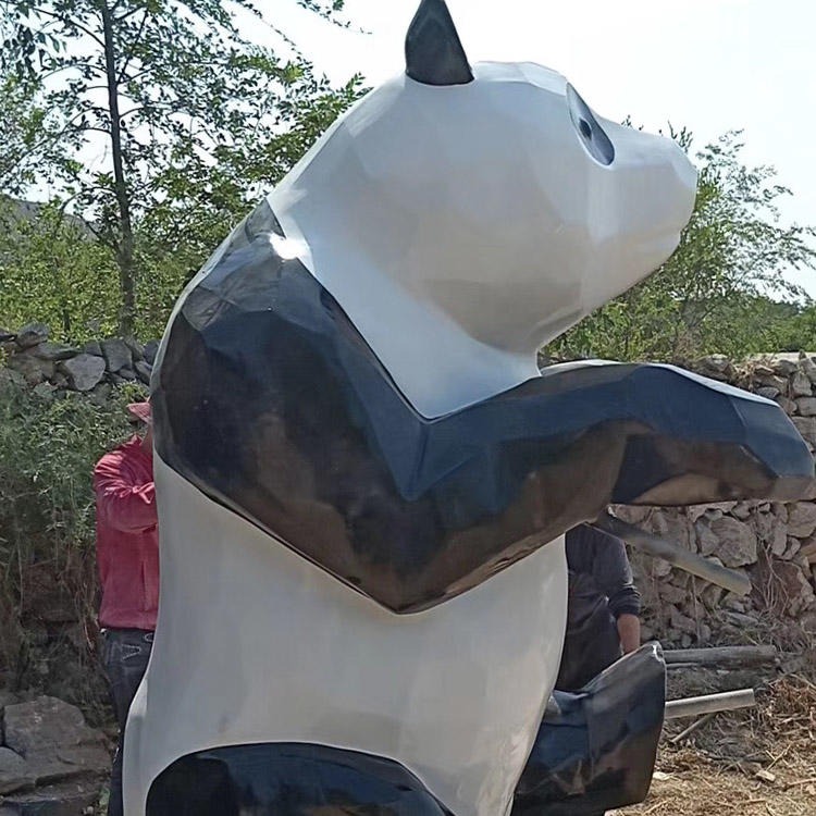 佰盛 大型块面熊猫雕塑 几何块面熊猫雕塑 玻璃钢块面动物雕塑摆件图片
