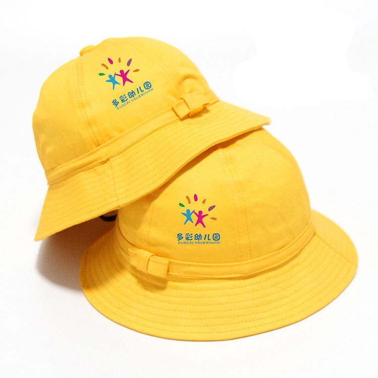 红素儿童渔夫帽幼儿园小朋友野餐团体帽可定制LOGO图片