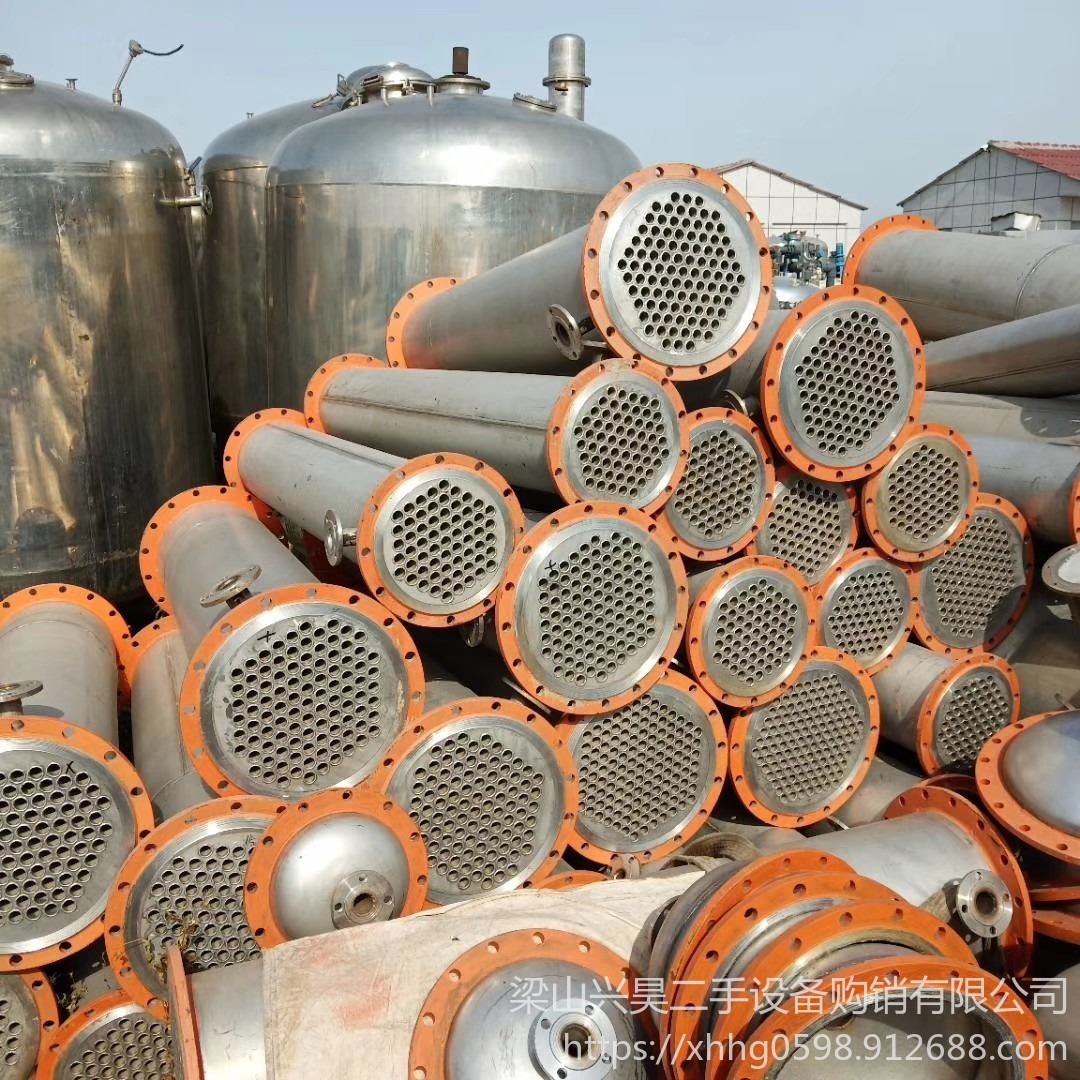 二手不锈钢冷凝器专业出售    二手钛管冷凝器出售  二手降膜蒸发器   3效4体强制循环蒸发器