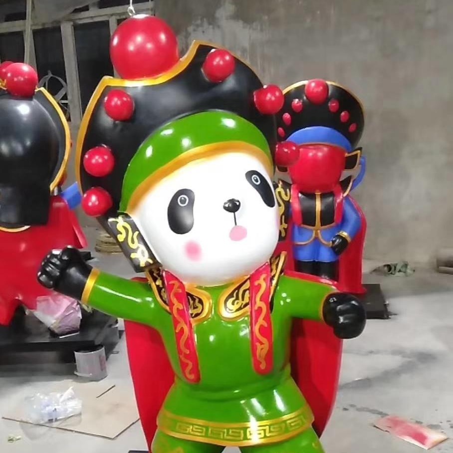 玻璃钢川剧变脸熊猫雕塑变脸娃娃玩偶脸谱中国特色京剧戏曲人物摆件