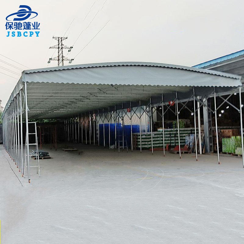 扬州大排档推拉蓬 推拉雨篷活动棚伸缩雨棚移动式雨棚 膜结构车棚图片