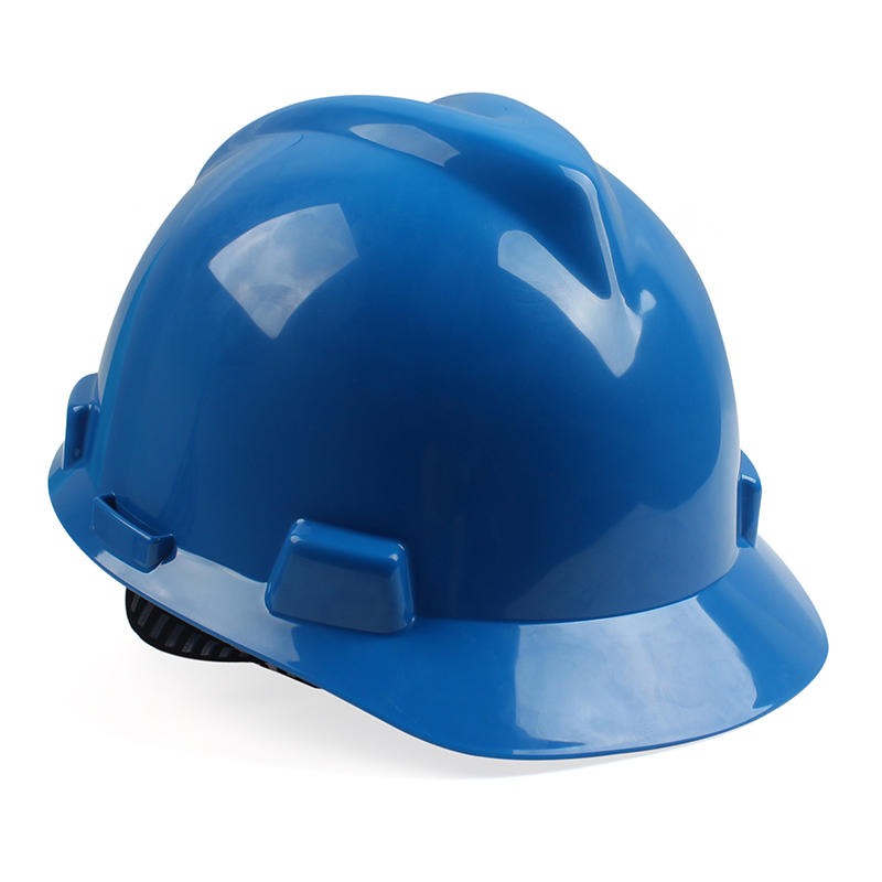 梅思安10146528蓝色ABS标准型安全帽ABS帽壳一指键帽衬PVC吸汗带国标D型下颏带-蓝
