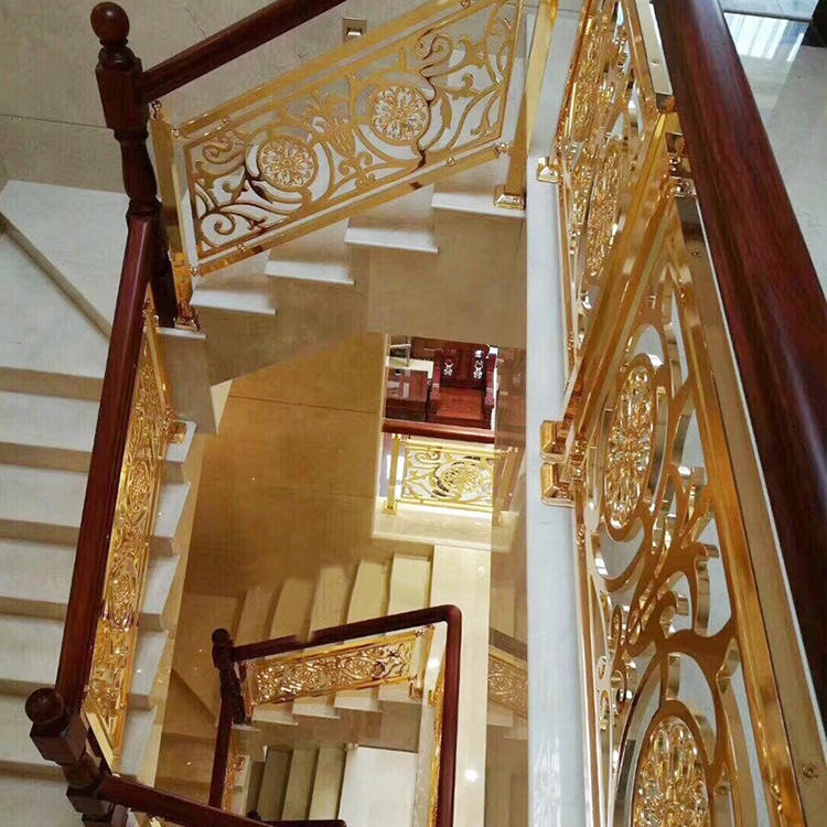 白银新中式铜艺雕花楼梯 厂家开发扶手设计能力强