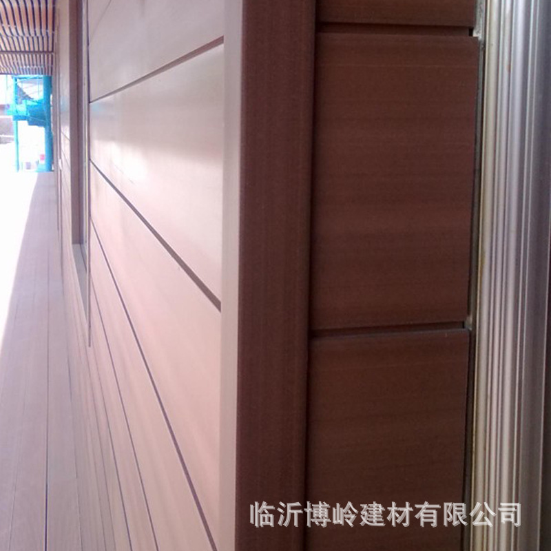 厂家直销 生态木外墙板 150平面外墙板/浮雕 防水阻燃PVC木塑墙板示例图6