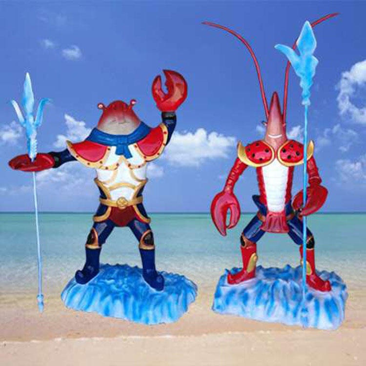 玻璃钢卡通龙虾雕塑 卡通螃蟹雕塑 龙虾螃蟹迎宾摆件 佰盛