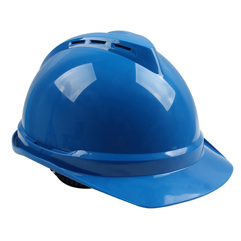 梅思安10146586蓝色PE豪华型有孔安全帽 PE带透气孔帽壳一指键帽衬PVC吸汗带D型下颏带-蓝