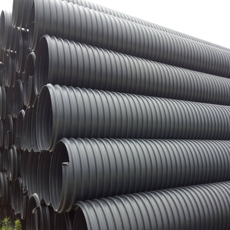 PE钢带增强排污管  钢带增强聚乙烯螺旋波纹雨水管 DN400口径排水管