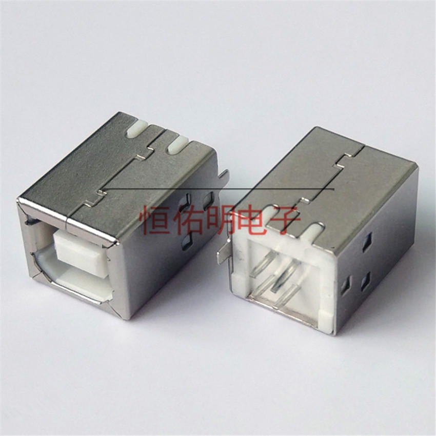 USB B母焊线式 180度4P焊线母座 打印机方口插座