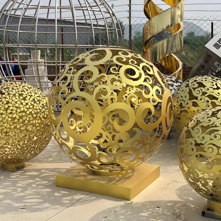 佰盛 定做金属镂空球雕塑 不锈钢镂空球价格 不锈钢圆球雕塑厂家批发