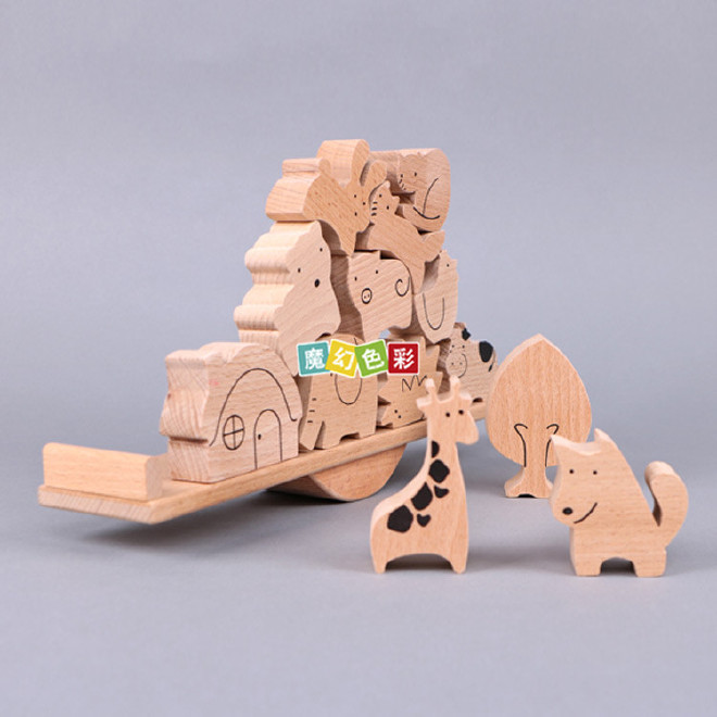 厂家直销 儿童益智玩具数学教具 木制平衡玩具 玩具天平堆搭积木示例图6