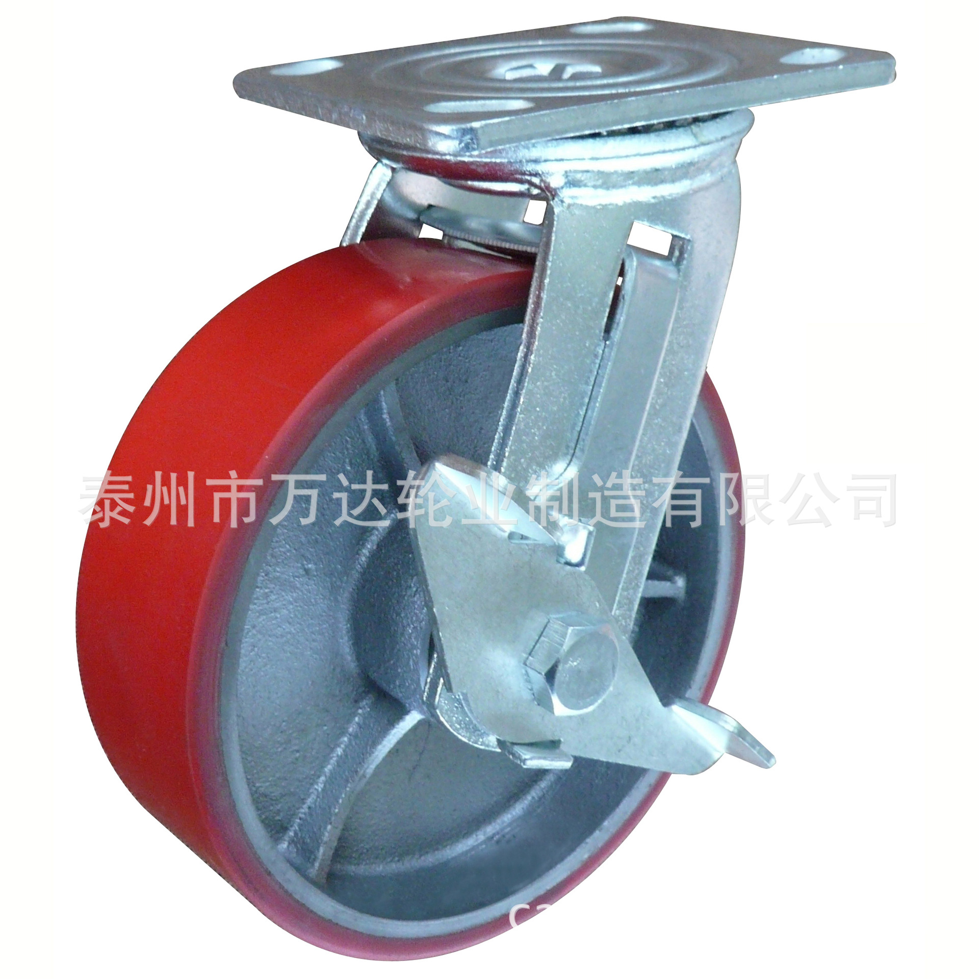 直销供应 6寸铸铁包聚氨酯脚轮 工业万向轮刹车轮 铸铁重型脚轮