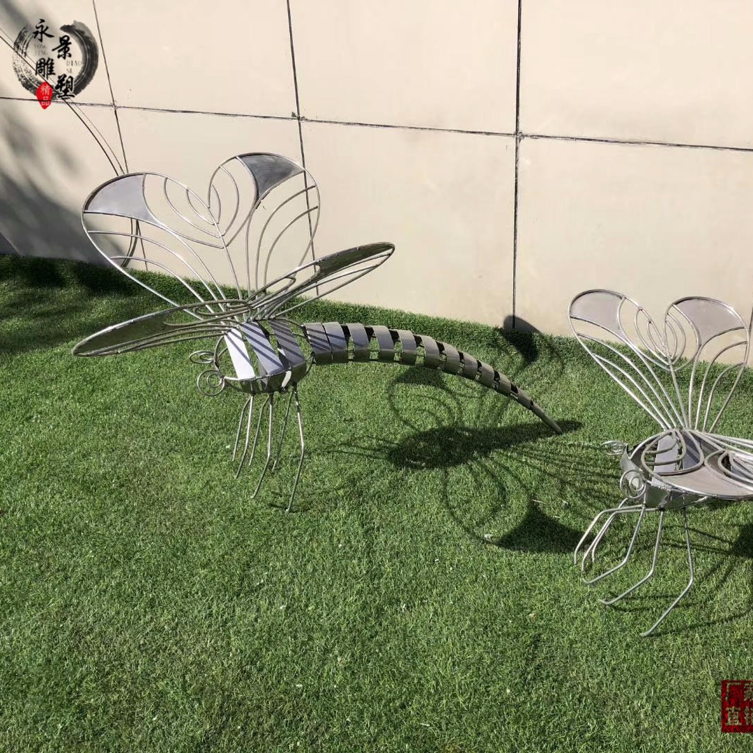 不锈钢昆虫雕塑   镜面镂空蜻蜓雕塑   蜻蜓不锈钢雕塑  永景园林雕塑