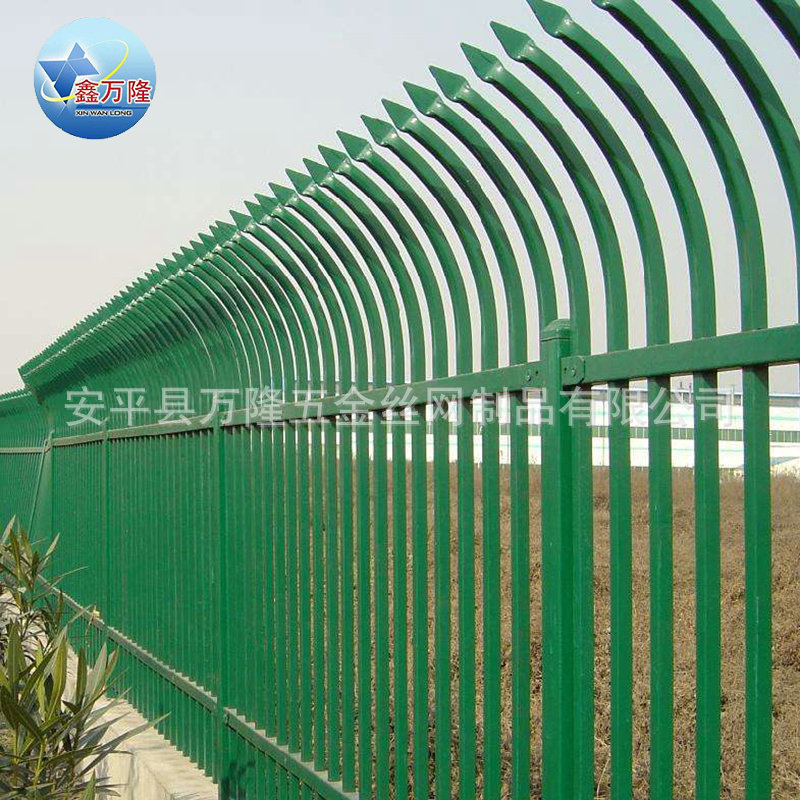 单行弯防攀爬锌钢护栏 防攀爬带弯头锌钢护栏 防撞防护栏示例图7