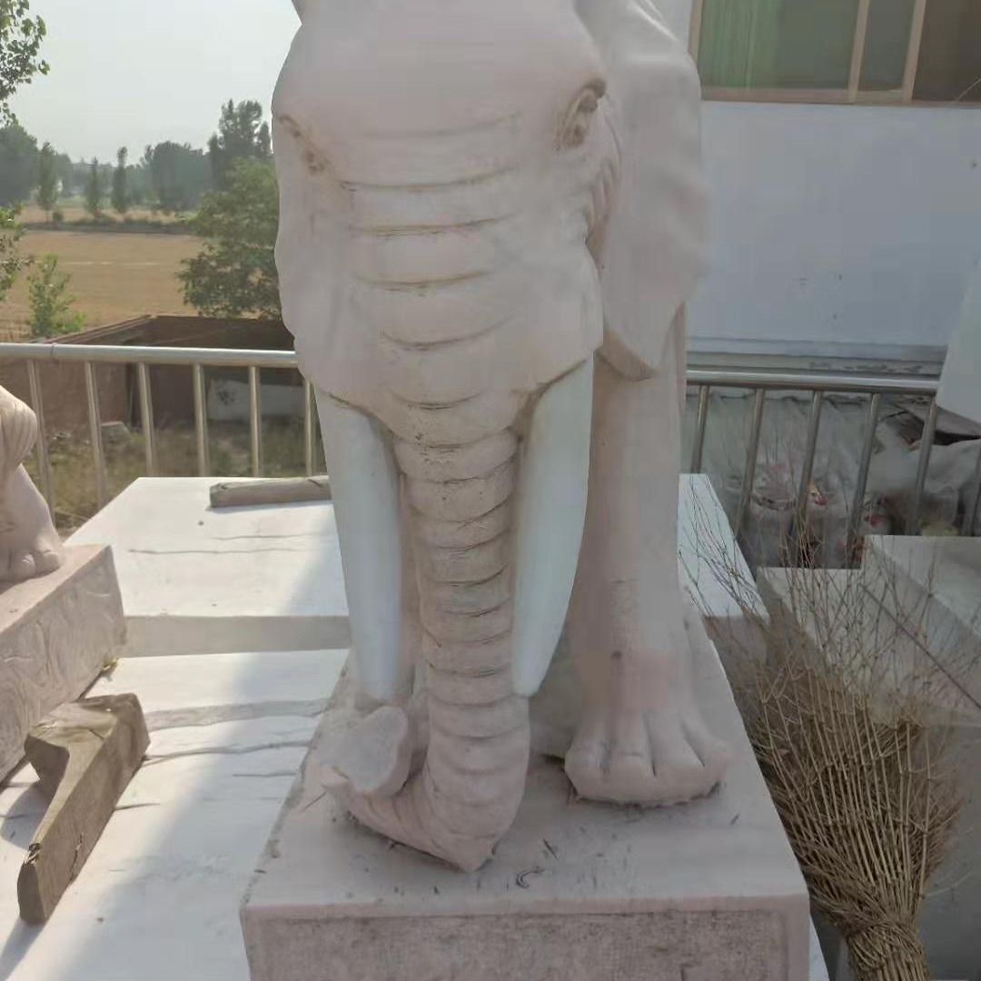 招财进宝大象可定做 公司门口大象雕塑 富祥 酒店招财石象 各种晚霞红动物石雕大象