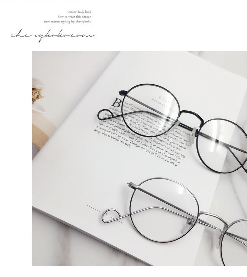韩版新款潮女士圆框复古金属眼镜框 时尚平光眼镜架 潮框平光镜架示例图10