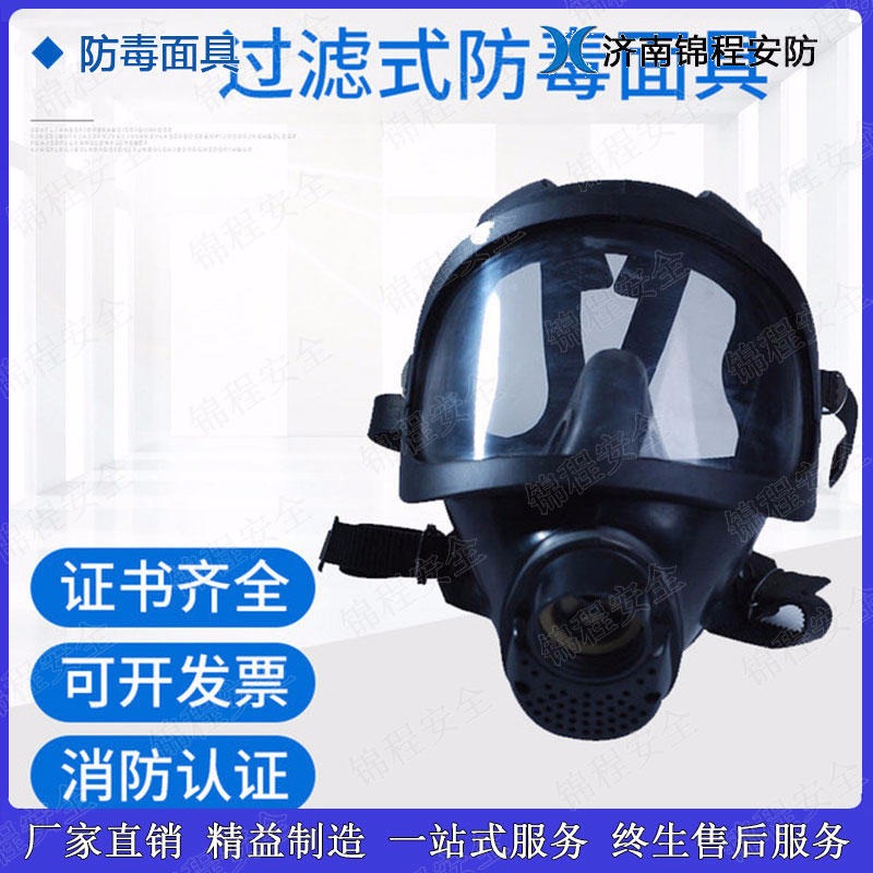 大视野全面罩防毒面具   锦程安全过滤式防毒面具  JC-QM化工用防毒面具图片