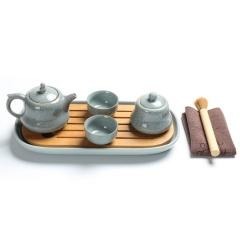 红素紫砂陶瓷旅行功夫茶具 一壶两杯 便携茶叶罐套装 100件起订不单独零售