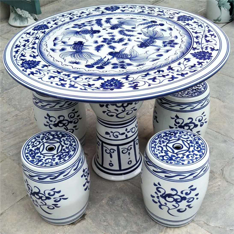 客厅书房边几摆件 景德镇青花瓷桌凳子 桌凳子陶瓷批发 亮丽陶瓷