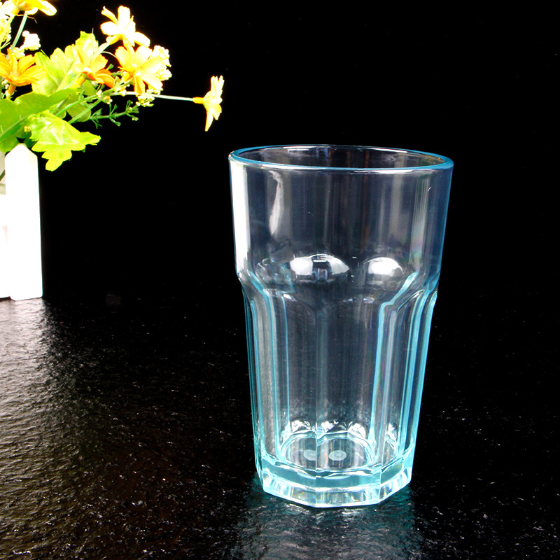 PC透明蓝色塑料八角杯多边棱角杯265ml塑料啤酒杯厂家直销示例图9