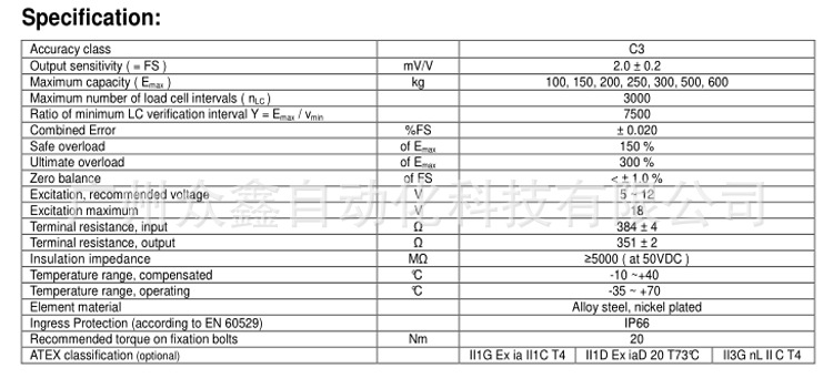 美国ZEMIC称重传感器H6G-C3-50kg-3B6,H6G-C3-100kg-3B6/200kg示例图4
