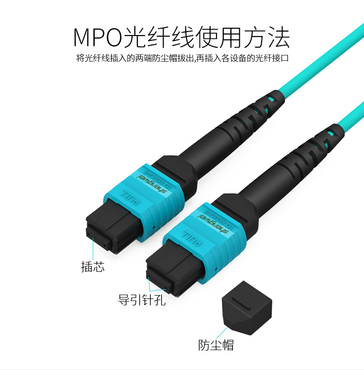 胜为 MPO-MPO母头12芯3米 多模OM4万兆40G光模块集束光纤跳线示例图8