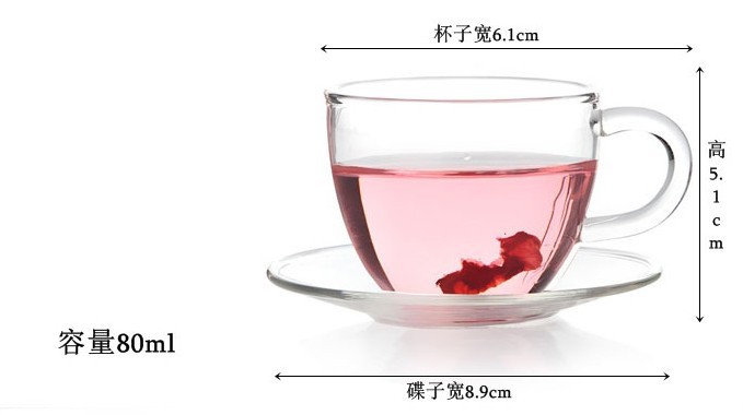 批发供应耐高温透明玻璃品茶杯碟整套功夫茶具杯子碟子咖啡具示例图3