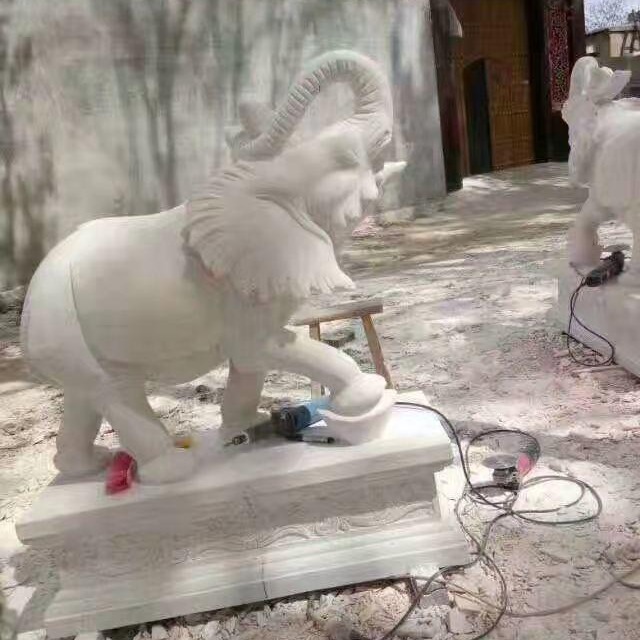 精品大象石雕摆件 阳台工艺家居石象 富祥 镇宅灵气石雕大象 吉祥如意卷鼻大象一对
