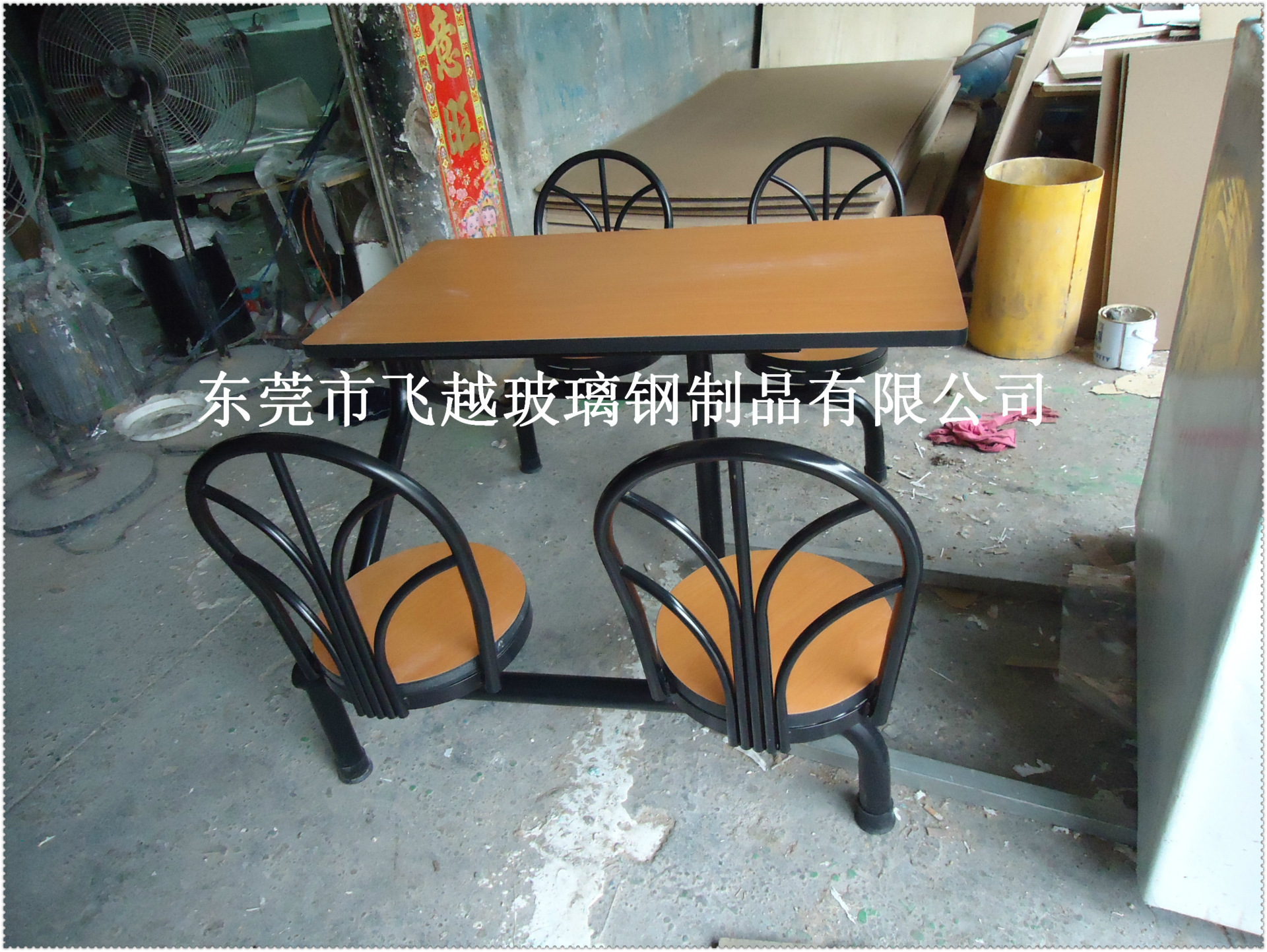 深圳玻璃钢八人位食堂餐桌椅组合工厂公司学校学生圆形凳面机压示例图49