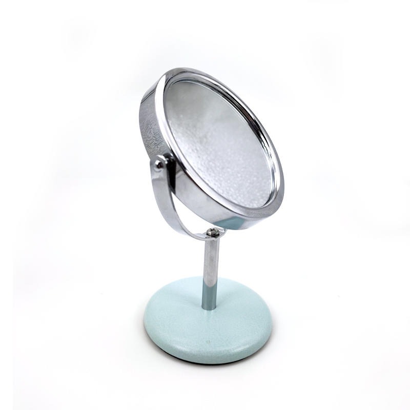 桌面台式梳妆镜子创意款单面台镜美妆礼品3寸小台镜工厂定制皮革单面台镜