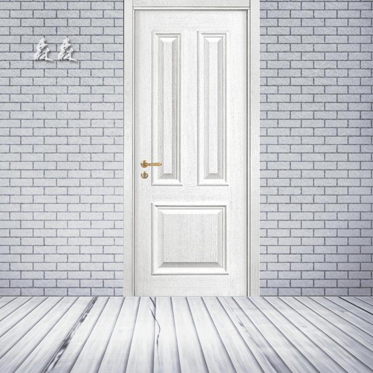 森森隔音室内环保门 实木复合卧室家装门套装 欧式简约白色烤漆生态门