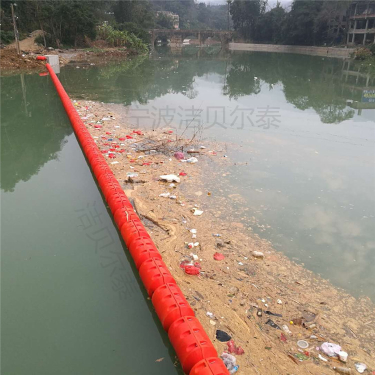 护城河生活垃圾 水面拦污 长江水面垃圾 拦垃圾浮排 环海塑料