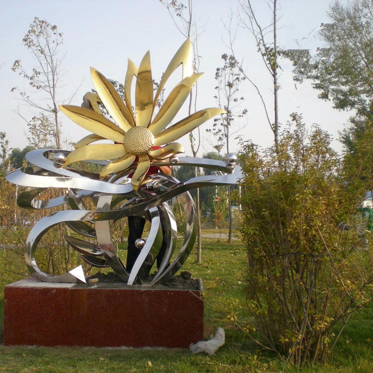厂家定制不锈钢向日葵雕塑 太阳花不锈钢雕塑 唐韵园林图片