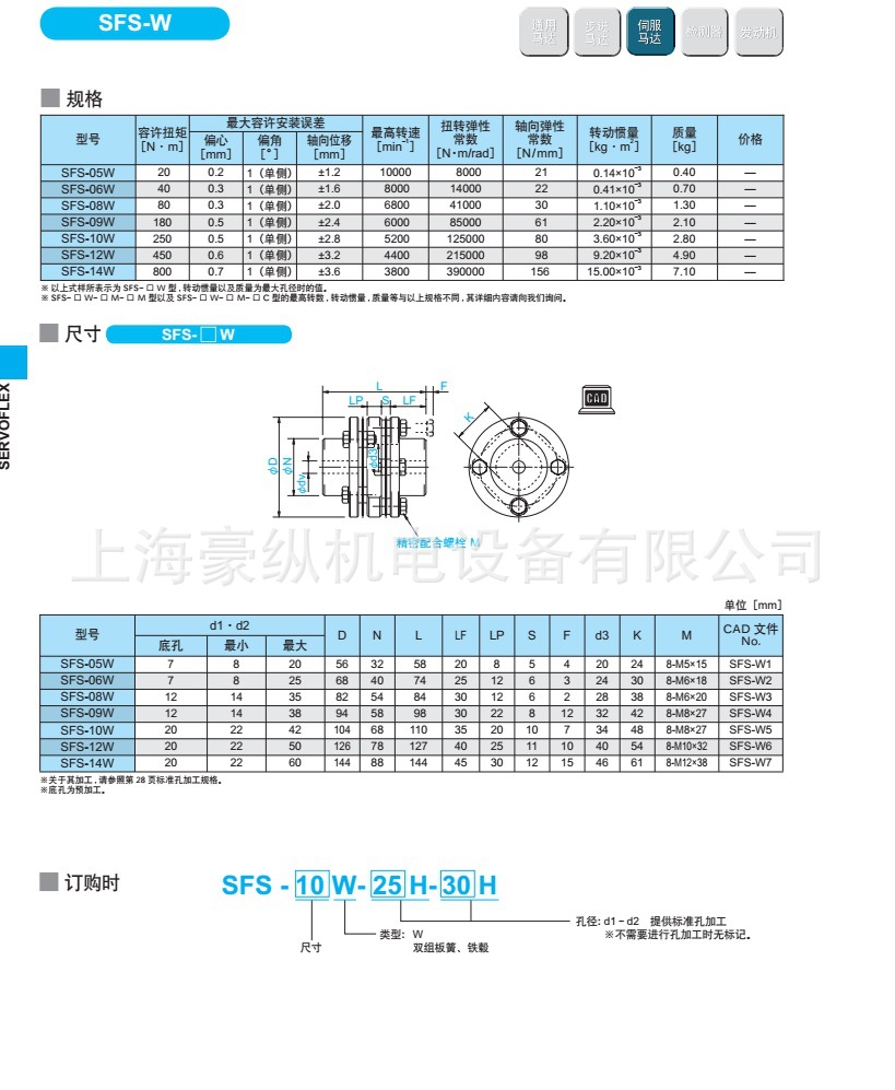 日本三木碳钢型高刚性金属膜片联轴器 键连接  SFS-10W 质保一年示例图3