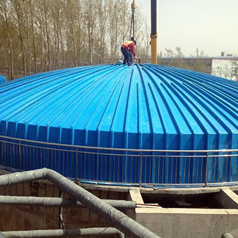 河北龙轩专业生产加工玻璃钢污水池盖板 集气罩 污水加盖罩棚  弧形玻璃钢盖板