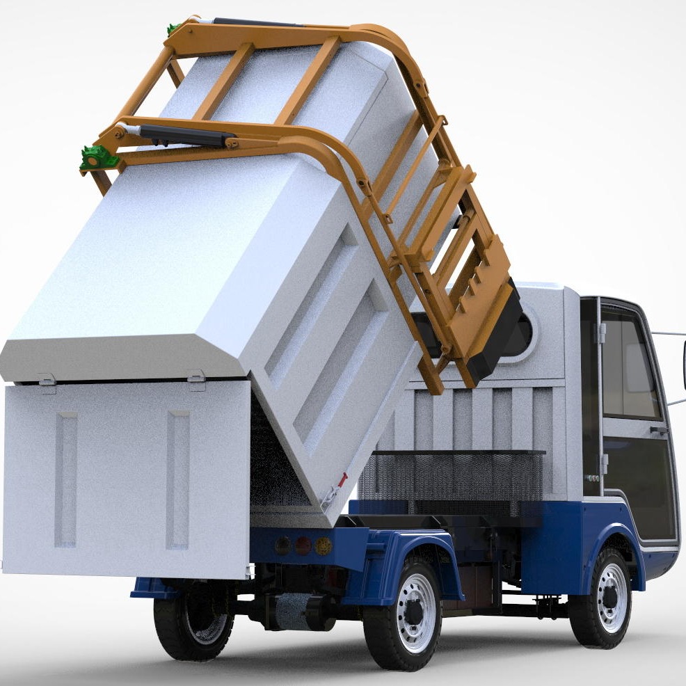 厂家直销四轮挂桶式垃圾车 小型侧式吊桶电动垃圾运输车
