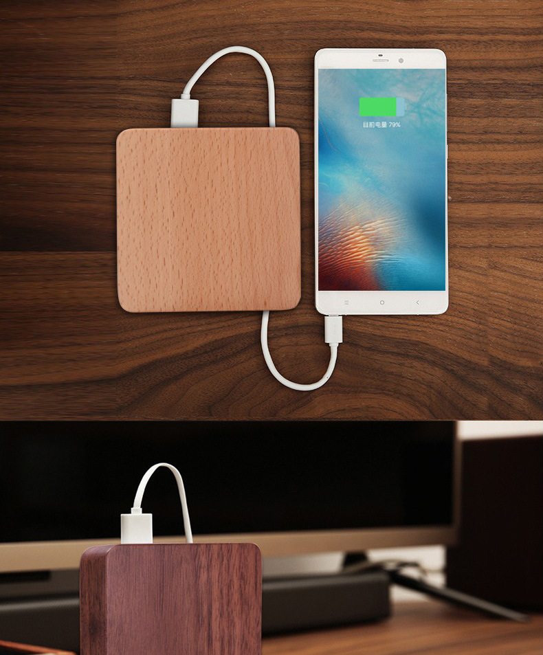 木方A6特色礼品定制木片充电宝 可来图定制款式创意木质移动电源示例图2